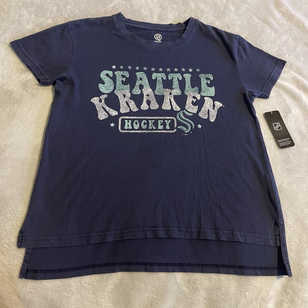 Seattle Kraken Shirt Women Small Blue Hockey NHL Crew Neck Lightweight Brand New